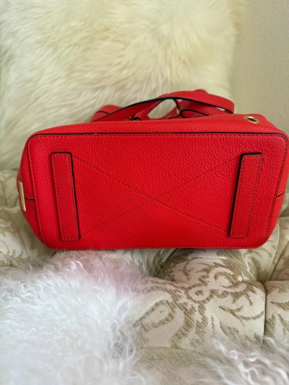 Milly Astor Vermilion Red Leather Drawstring Bucket Bag Tassel Crossbody